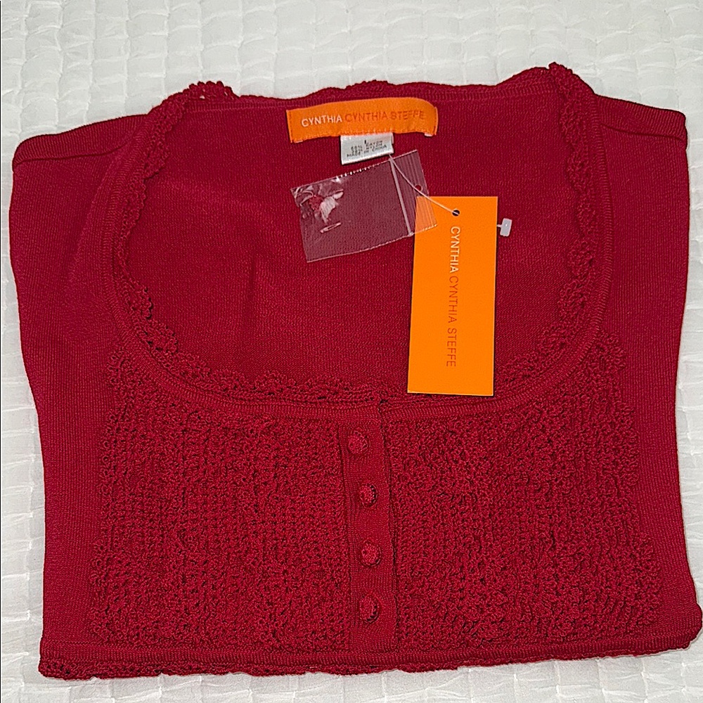 Cynthia Rowley Steffe Deep Red Scoop Neck Sweater VTG NWT